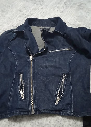 Kadın Mavi Denim Biker Ceket - Görsel 3