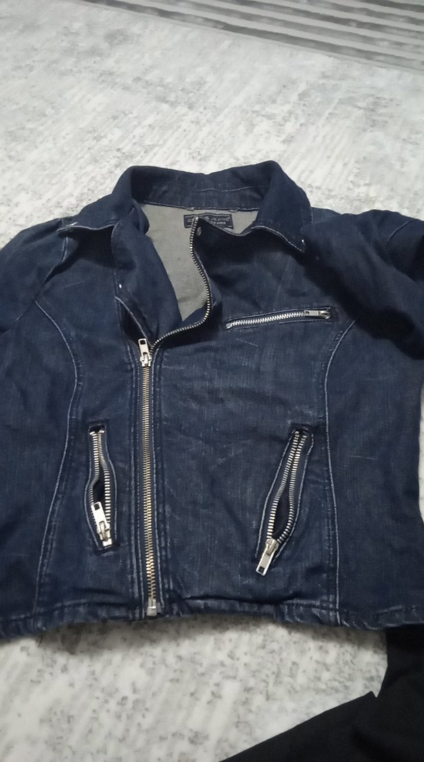 Kadın Mavi Denim Biker Ceket - Görsel 3