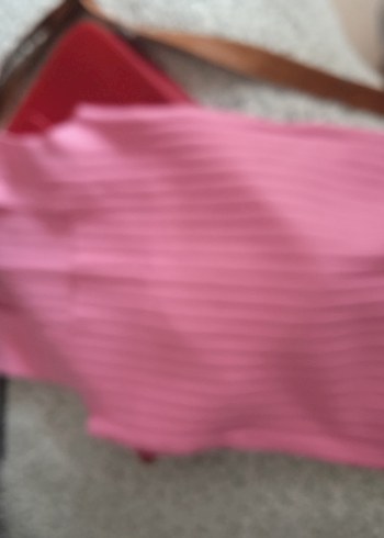 Pembe midi boy kolsuz bayan buluz - Görsel 2