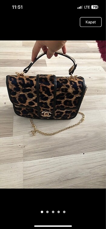  Beden kahverengi Renk Leopar zincir askılı çanta