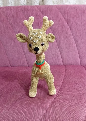 Renkli Yaka Detaylı Camel Peluş Geyik Oyuncak - Görsel 2