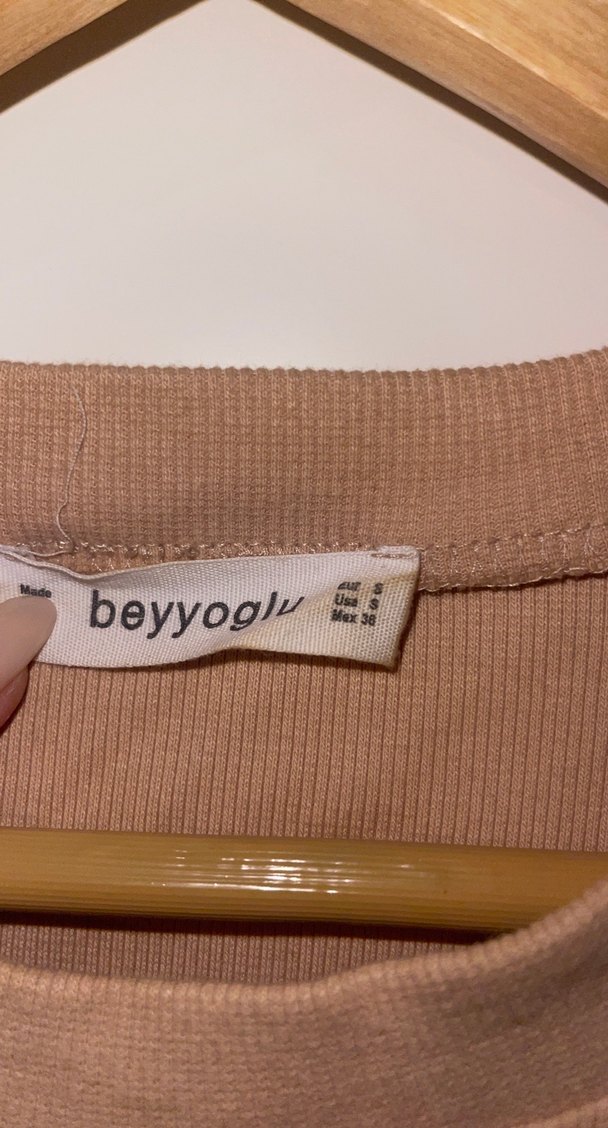 Bej Kolsuz Mini drapeli Elbise - Görsel 3