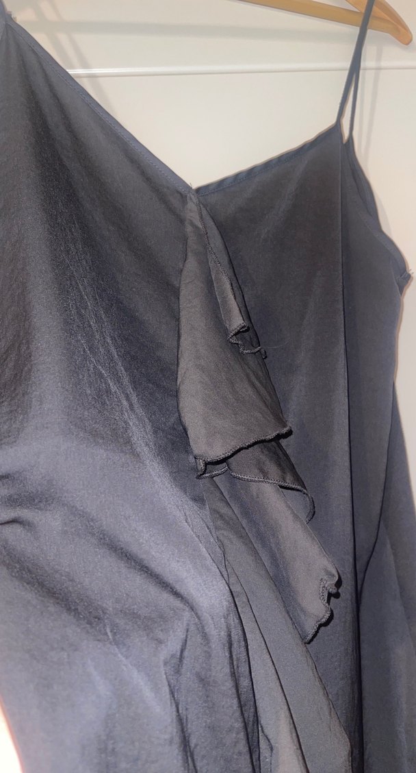 Siyah Drapeli V Yakalı Kadın Midi Bluz - Görsel 2