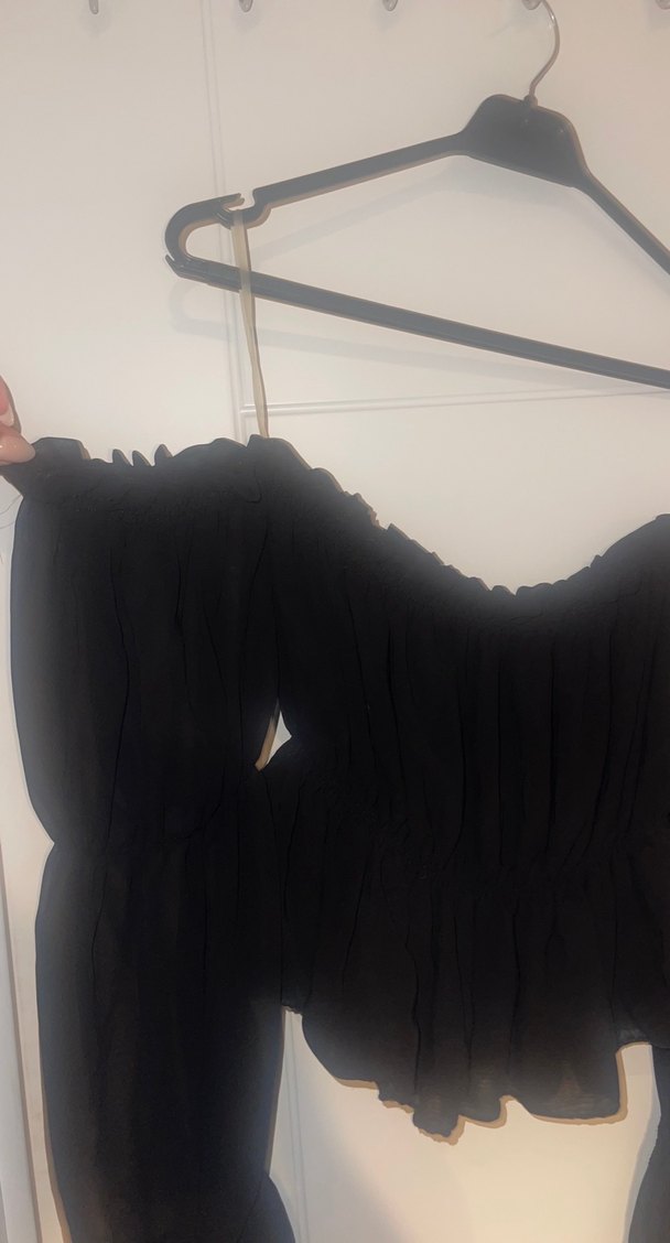 Siyah Drapeli Uzun Kollu Bluz - Görsel 2