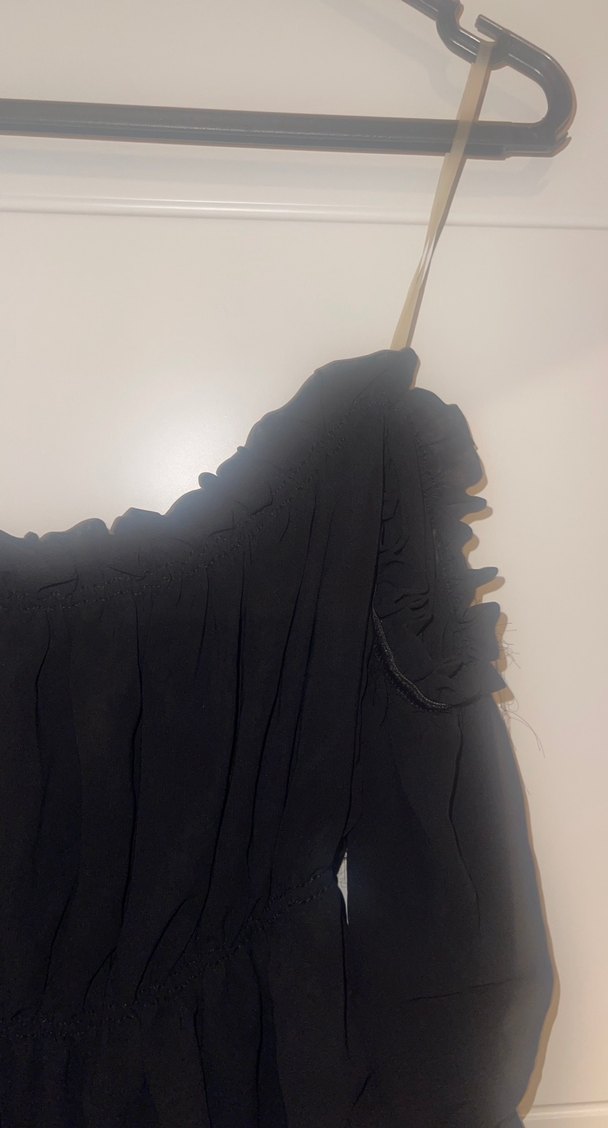 Siyah Drapeli Uzun Kollu Bluz - Görsel 4