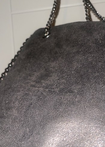 Zincir Detaylı Siyah Deri Gotik Kadın Çanta - Görsel 7