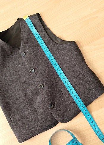 Düğmeli Gri Yelek, Regular Fit, Yün - Görsel 3