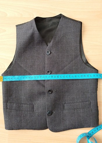 Düğmeli Gri Yelek, Regular Fit, Yün - Görsel 4