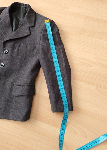 Erkek Çocuk Gri  Düğmeli Klasik Ceket - Görsel 4