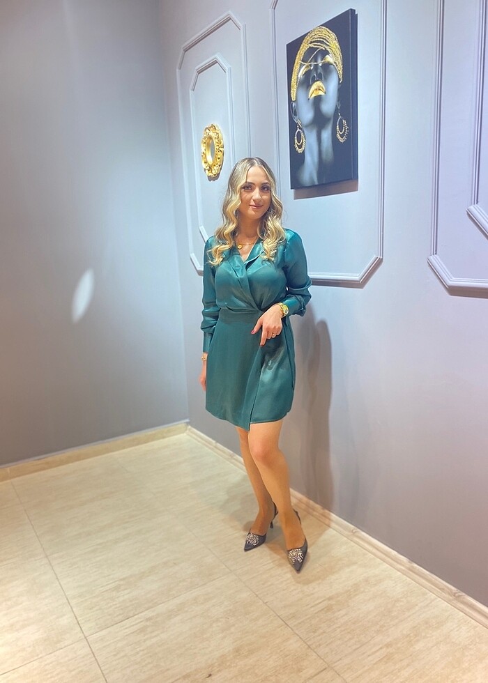 Mango Saten Elbise - Görsel 2