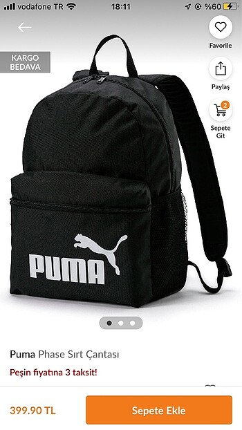 Puma sırt çantası
