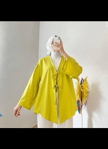 universal Beden sarı Renk İpli kimono