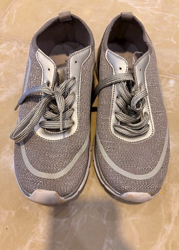 38 noGri Spor Kadın Sneakers Elastik Bağcıklı