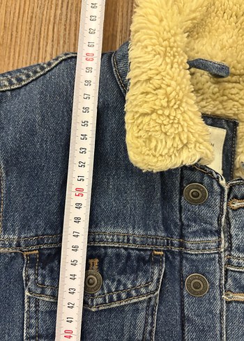 Düğmeli  Mavi Denim Ceket kışlık - Görsel 2