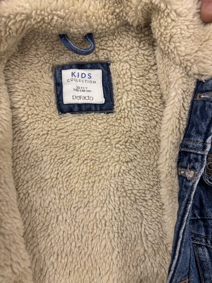 Düğmeli  Mavi Denim Ceket kışlık - Görsel 3