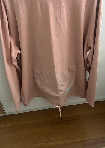 Pembe Keten Kadın Sweatshirt, Uzun Kollu, Rahat Kesim