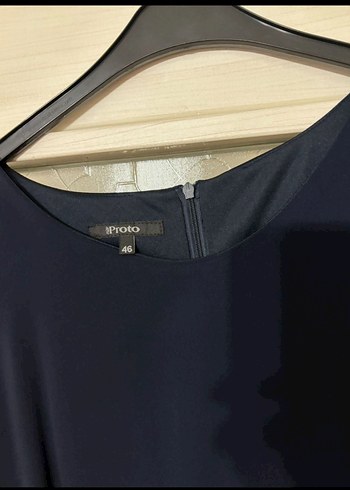 Lacivert Uzun Drapeli Kadın Elbise - Görsel 4