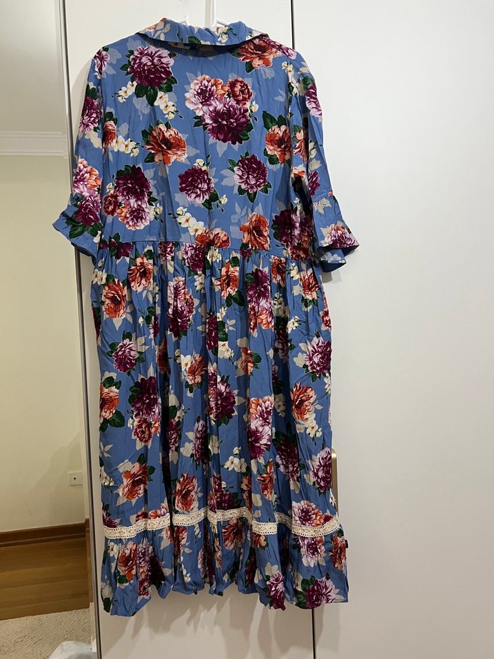 Çiçek Desenli Uzun Bohem Elbise - Görsel 2