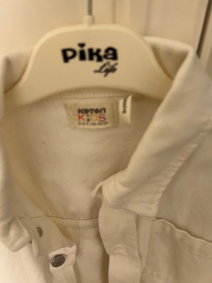 Erkek çocuk Beyaz kot  Düğmeli Ceket - Görsel 2