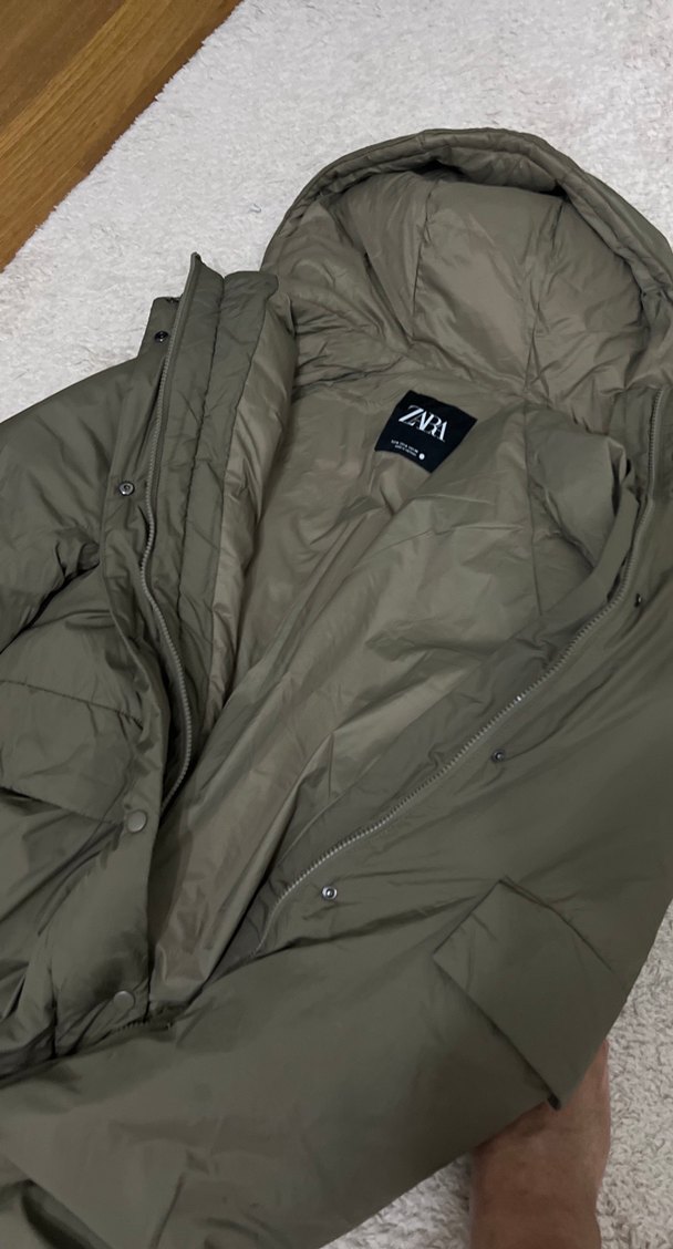 Kadın Uzun   Koyu. yeşil. Yüksek Yakalı Mont sayılır giyildi - Görsel 5