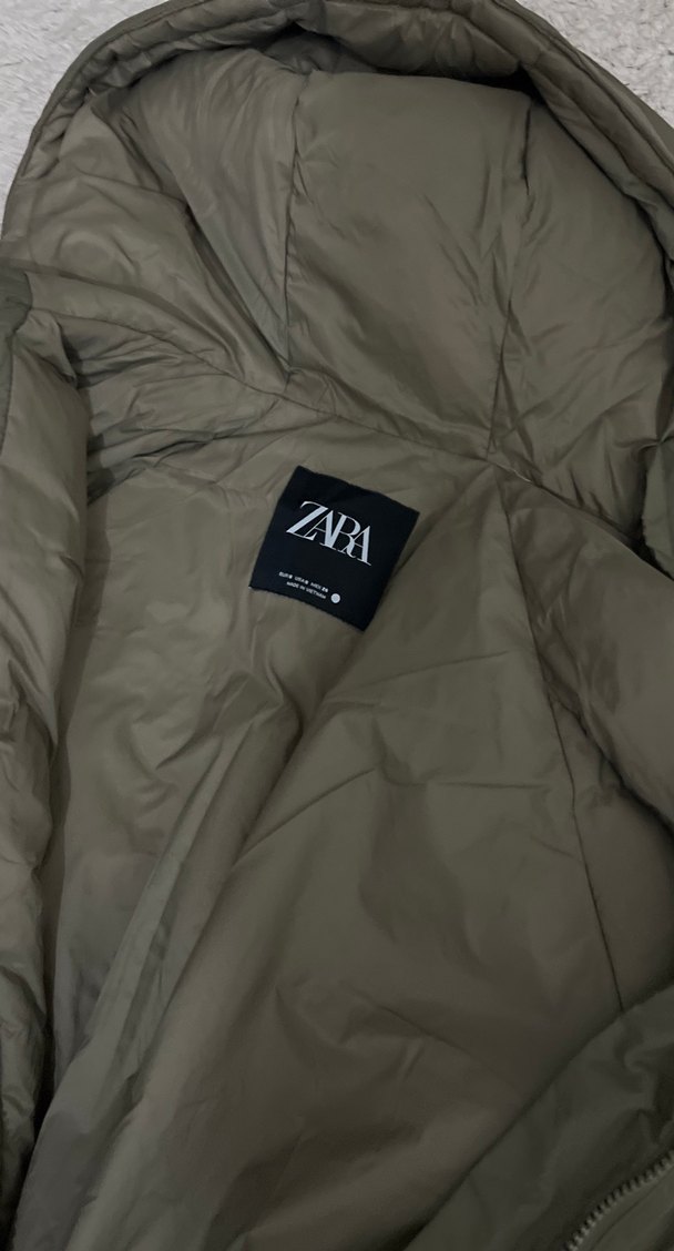 Kadın Uzun   Koyu. yeşil. Yüksek Yakalı Mont sayılır giyildi - Görsel 4