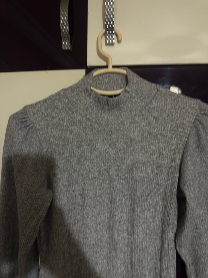 Gri Yünlü Midi Triko Elbise - Görsel 2