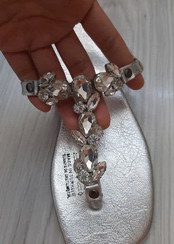 38 Beden gri Renk Gümüş sandalet