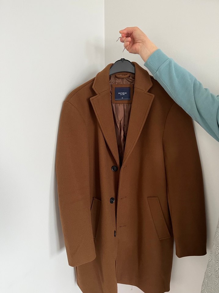 Düğmeli Kahverengi Süet Erkek Kaban - Görsel 2