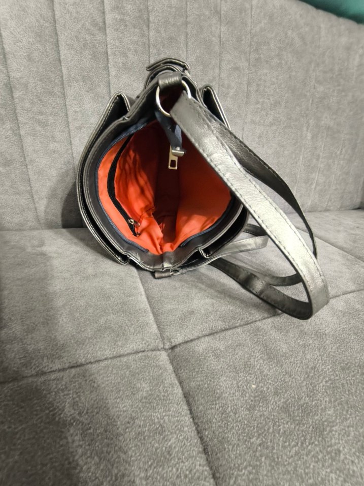 Gri Deri Tokalı Kadın Çanta - Görsel 2