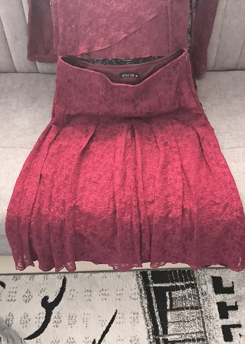 Bordo Straplez Bohem Uzun Abiye Elbise - Görsel 3