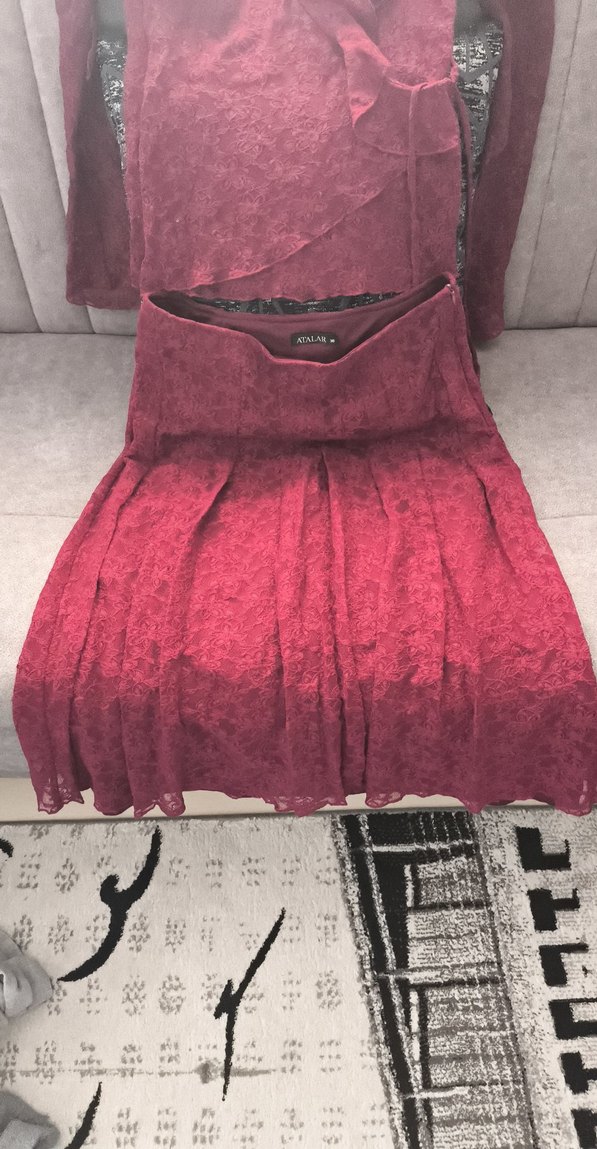 Bordo Straplez Bohem Uzun Abiye Elbise - Görsel 3