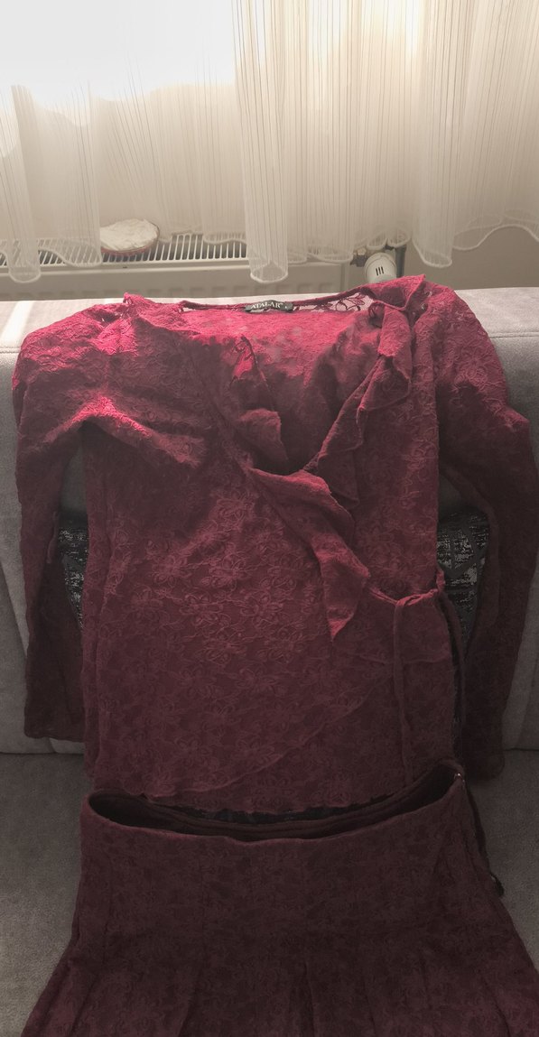 Bordo Straplez Bohem Uzun Abiye Elbise - Görsel 2