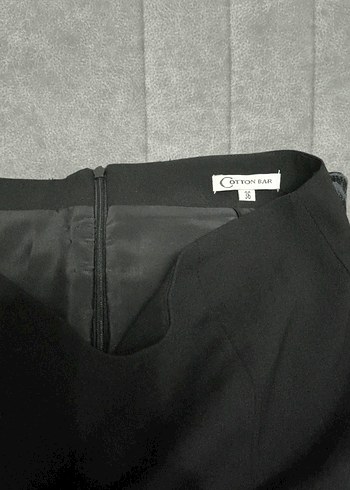 Drapeli Siyah Midi Mini Etek - Görsel 2