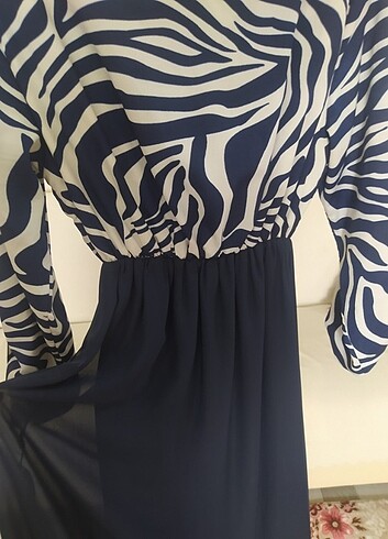 Lacivert zebra desen yazlık elbise 