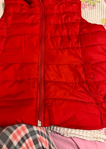 Kırmızı Parlak Kadın Şişme Yelek Fermuarlı - Görsel 3