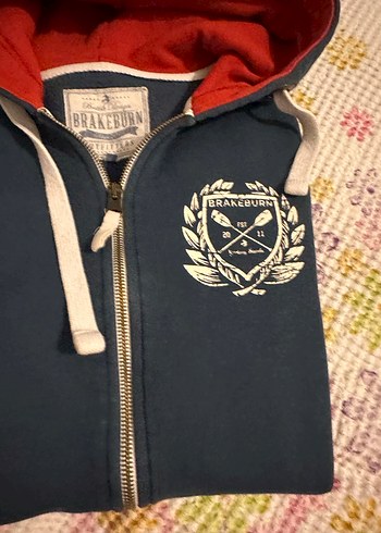 s Beden Fermuarlı Kapüşonlu Mavi Kadın Sweatshirt