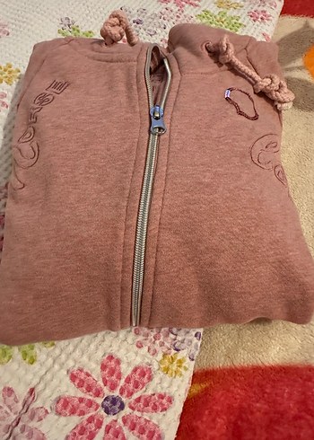 m Beden pembe Renk Bayan Pembe Fermuarlı Sweatshirt