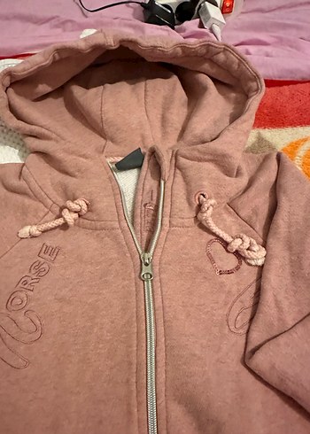 Bayan Pembe Fermuarlı Sweatshirt