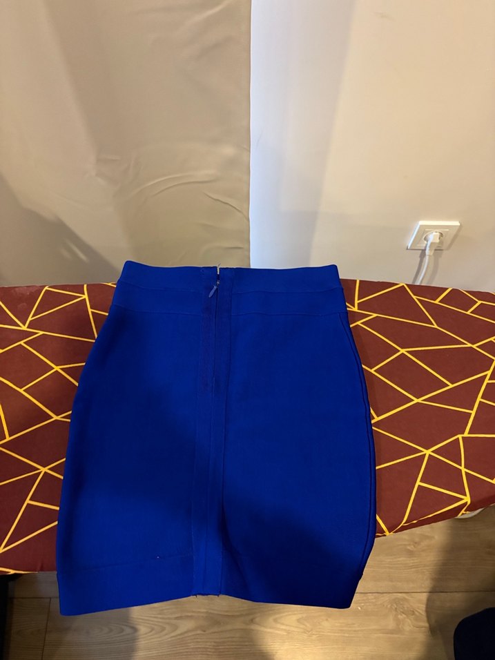 Mavi Süet Mini Etek - Görsel 2