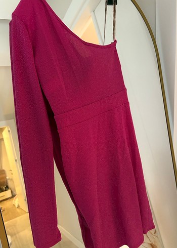 Pembe Drapeli Midi Kadın Abiye Elbise - Görsel 2