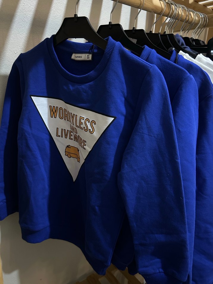 Mavi Baskılı Sweatshirt - Görsel 2