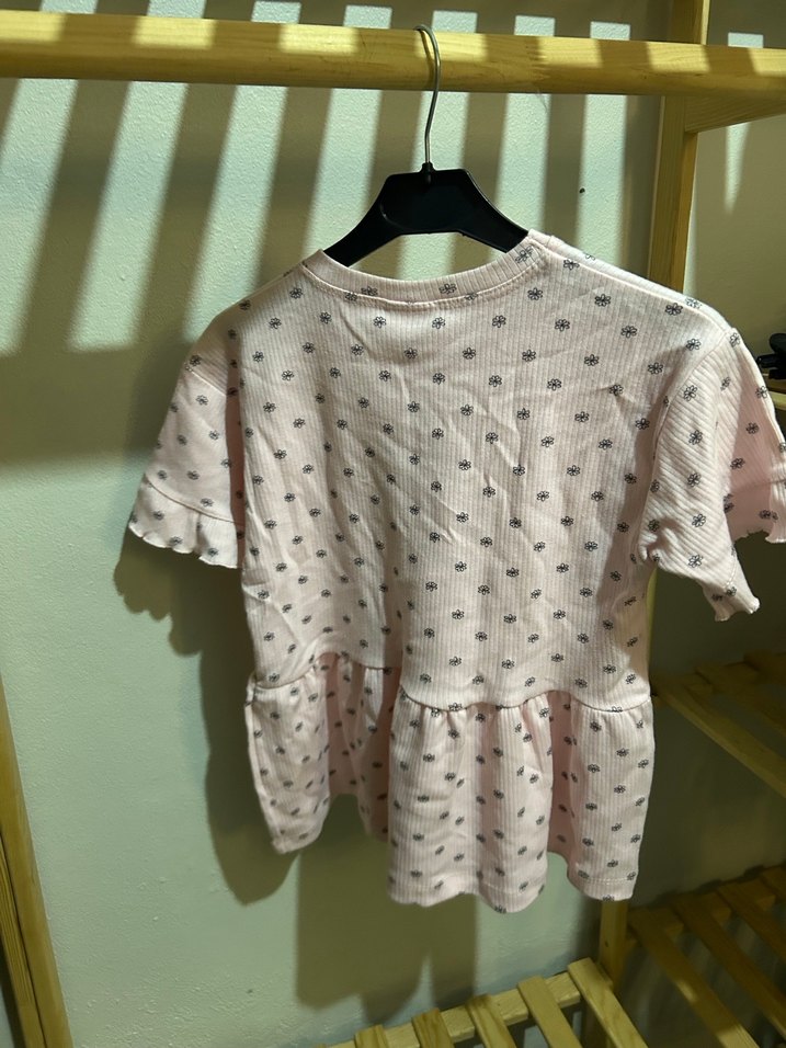 Pembe Kız Çocuk Kısa Kollu Fırfırlı Tişört - Görsel 3