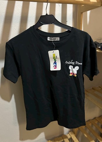 Çocuk Siyah Baskılı Kısa Kollu Tişört - Görsel 2