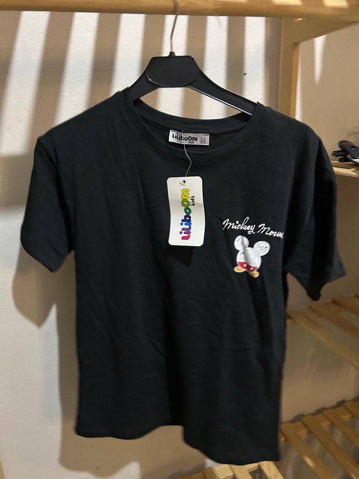 Çocuk Siyah Baskılı Kısa Kollu Tişört - Görsel 3