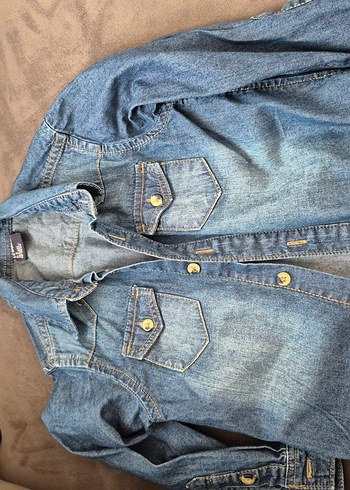 Düğmeli çocuk Mavi Denim Ceket - Görsel 3