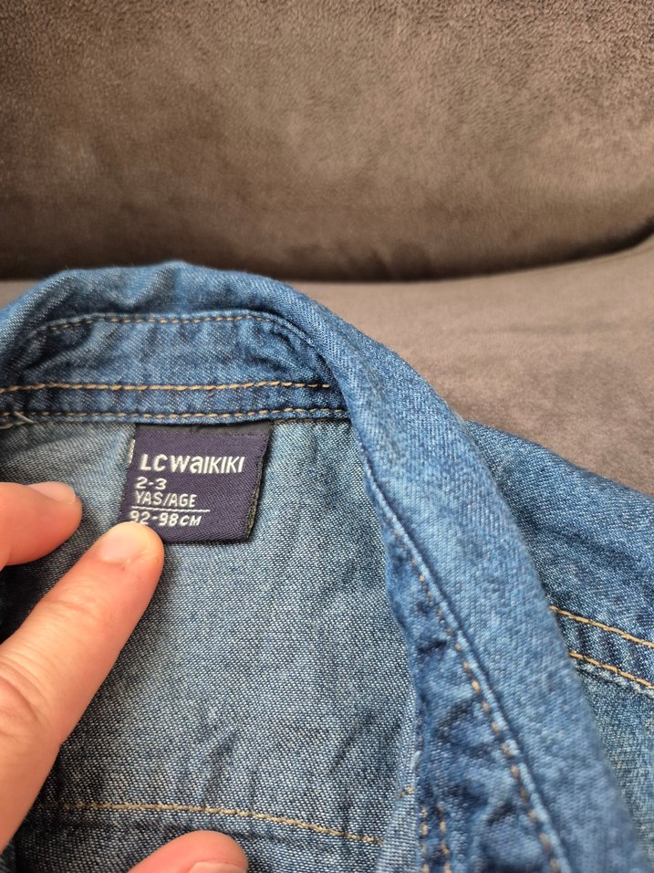 Düğmeli çocuk Mavi Denim Ceket - Görsel 2