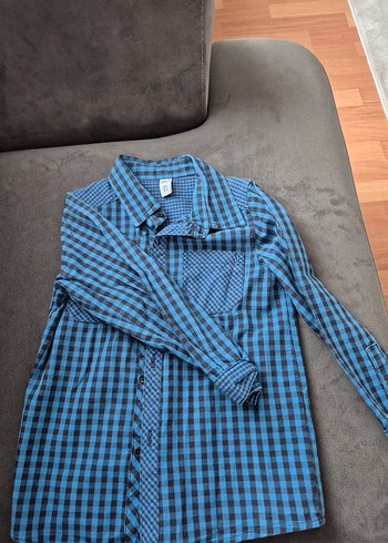 Erkek Çocuk Lacivert Kareli Denim Gömlek - Görsel 3