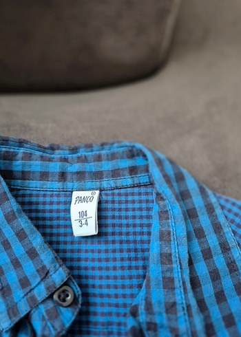 Erkek Çocuk Lacivert Kareli Denim Gömlek - Görsel 2