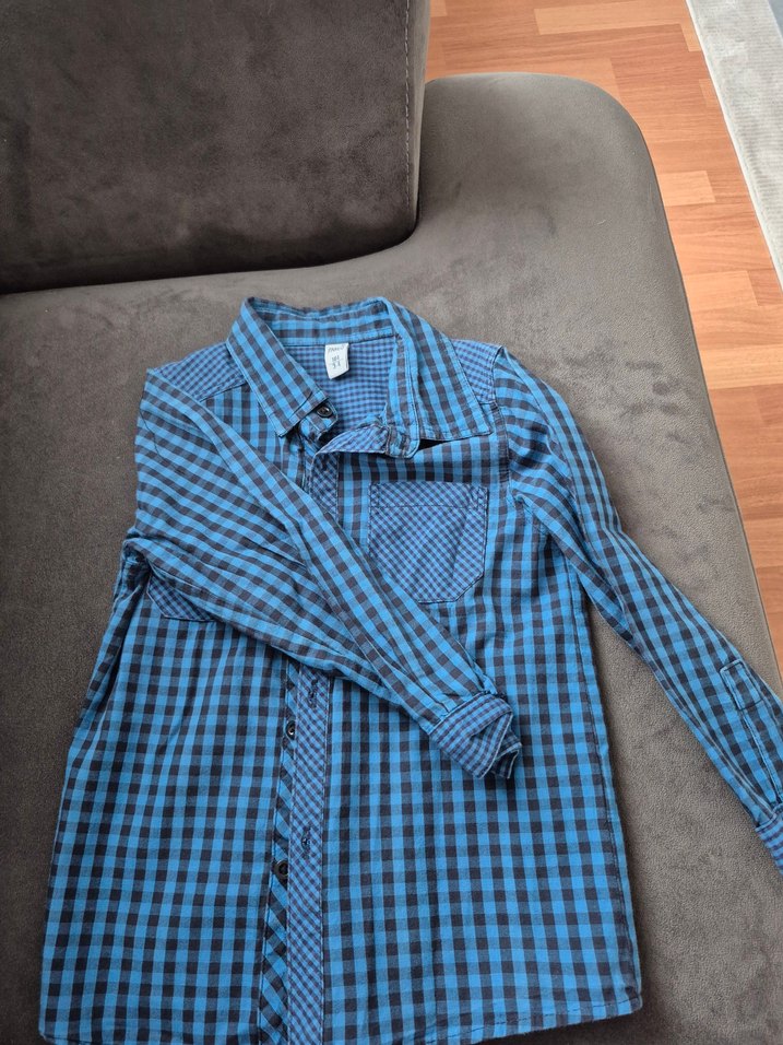 Erkek Çocuk Lacivert Kareli Denim Gömlek - Görsel 3