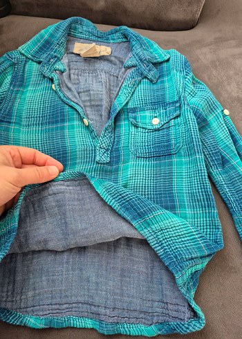 Turkuaz Düğmeli çocuk Gömlek - Görsel 3